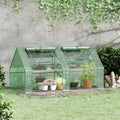 Outsunny 6' X 3' X 3' Portable Greenhouse, Garden Green House With 2 Pe Plastic Covers, Steel Frame And 2 Roll Up Windows, Green Green Steel