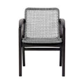 Tye 25 Inch Patio Dining Chair, Dark Eucalyptus Wood, Gray Rope Seating Gray Wood