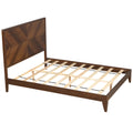 Mid Century Modern Platform Bed Wood Slat Support With No Box Spring Needed,Queen, Walnut Box Spring Not Required Queen Walnut Wood Bedroom Mid Century Modern Bed Frame Wood