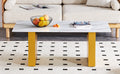 Modern Minimalist Tempered Glass With Sticker Desktop Coffee Table And Dining Table, Paired With Golden Mdf Decorative Columns. Computer Desk. Game Table. Ct 1546 Golden Mdf Glass