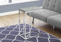 Accent Table, C Shaped, End, Side, Snack, Living Room, Bedroom, Grey Laminate, Chrome Metal, Contemporary, Modern Grey Particle Board