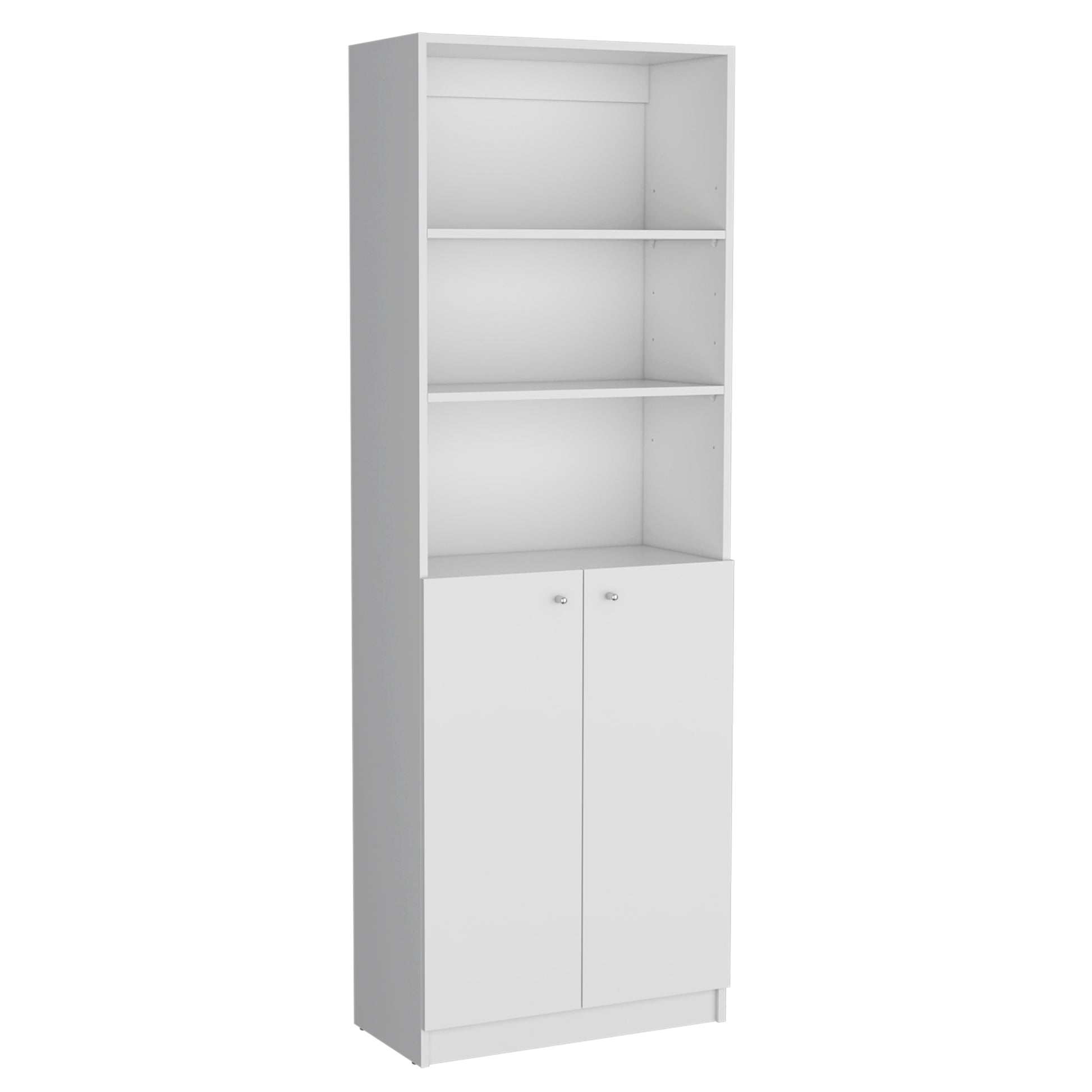 Lecanto 3 Piece Home Bookcase Set, 74" Wide With 13 Shelves And 2 Door Cabinetliving Room Set White White Particle Board