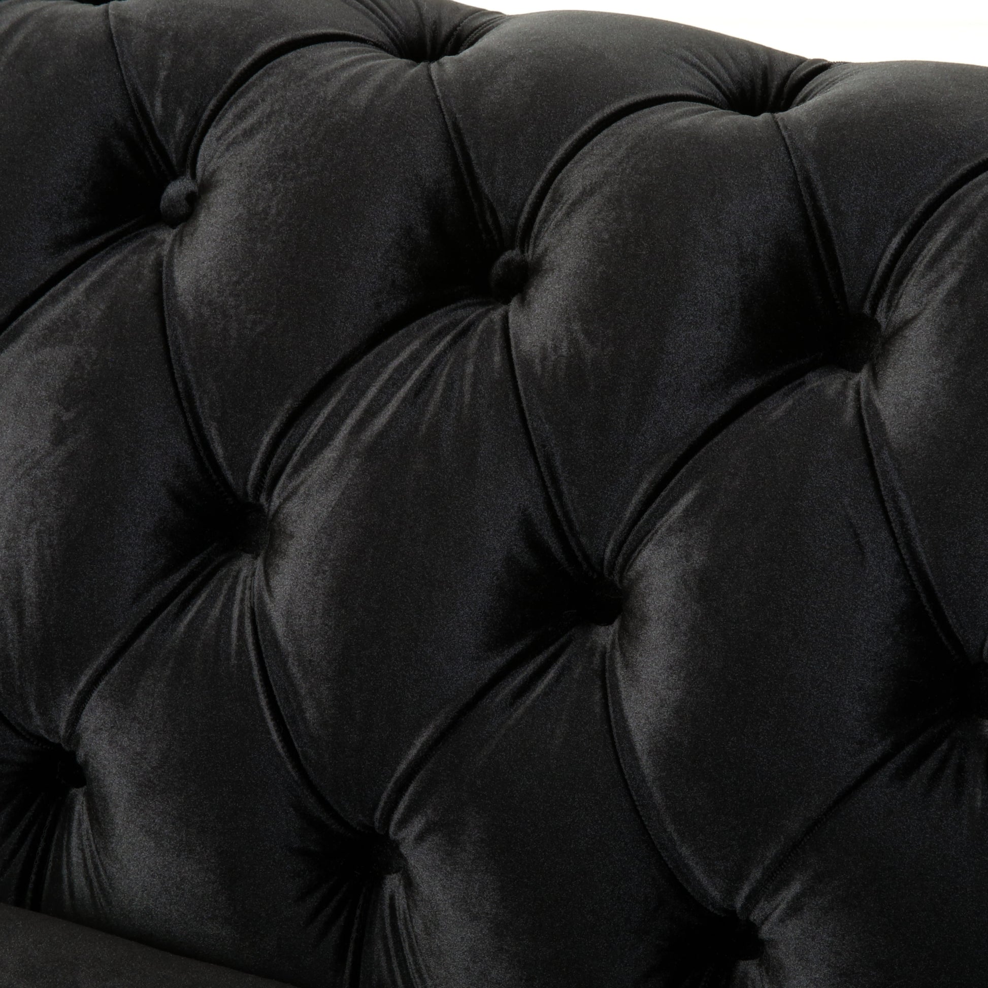 Vivalux 59.44" Chesterfield Velvet Loveseat Sofa,2 Person Rolled Arm Dutch Plush Upholstered Sofa Couch With Tufted Button For Living Room, Bedroom, Small Places,Black Black Espresso Velvet Wood Primary Living Space Soft Tufted Back Casual,Classic Pine