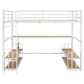 Full Size Metal Loft Bed With Desk, Storage Shelves And Charging Station, White Box Spring Not Required Full White Metal Mdf Metal