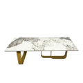 Modern Rectangular Coffee Table With Sintered Stone Top, Gold Metal Frame, For Living Room Gold Modern Rectangular Sintered Stone,Stainless Steel