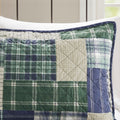3 Piece Reversible Printed Quilt Set Green Navy King Cal King Green Navy Microfiber