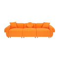 24005 Orange Teddy Velvet Fabric, With 3 Pillows, Three Person Sofa Can Be Placed In The Living Room And Other Scenes Orange Mdf 3 Seat