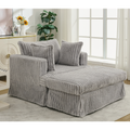 Arrived 47.7'' Oversized Corduroy Chaise Longue With Ottoman, Deep Seat Reclining Chair Sofa, Comfy Thicked Upholstered Pad Chair ,With Foot Stool ,Oversize, Movable Ottoman,Light Gray Light Gray