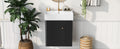 Video 21.6 Inch Modern Floating Bathroom Vanity With Ceramic Basin Perfect For Small Bathrooms, Right Side Storage Black Bathroom Ceramic Mdf