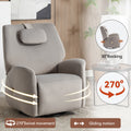 Grey Swivel And Rocker Power Recliner Chair With Lumbar And Neck Support Pillow, Max Swivel Degree 270 , Heavy Duty Motion Mechanism With Usb And Type C Ports Grey Polyester Power Push Button Metal Primary Living Space Medium Firm Tight Back Heavy Duty