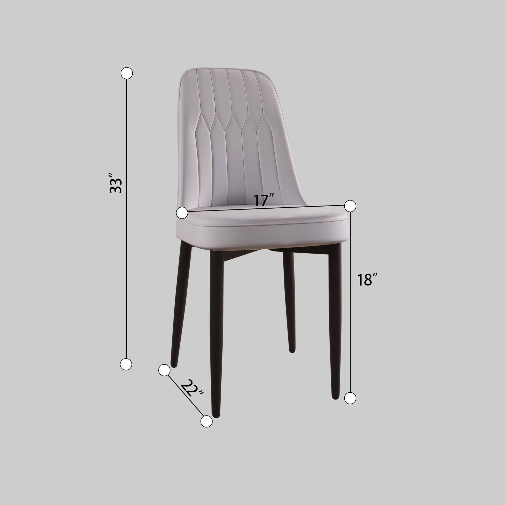 A Set Of 4 Dining Chair, Modern Style Chair Made Of High Quality Pu Leather Fabric With Thick Soft Cushions, Black Metal Leg Kitchen Chair, Dining Room Kitchen Dining Chair Grey Metal Gray Kitchen