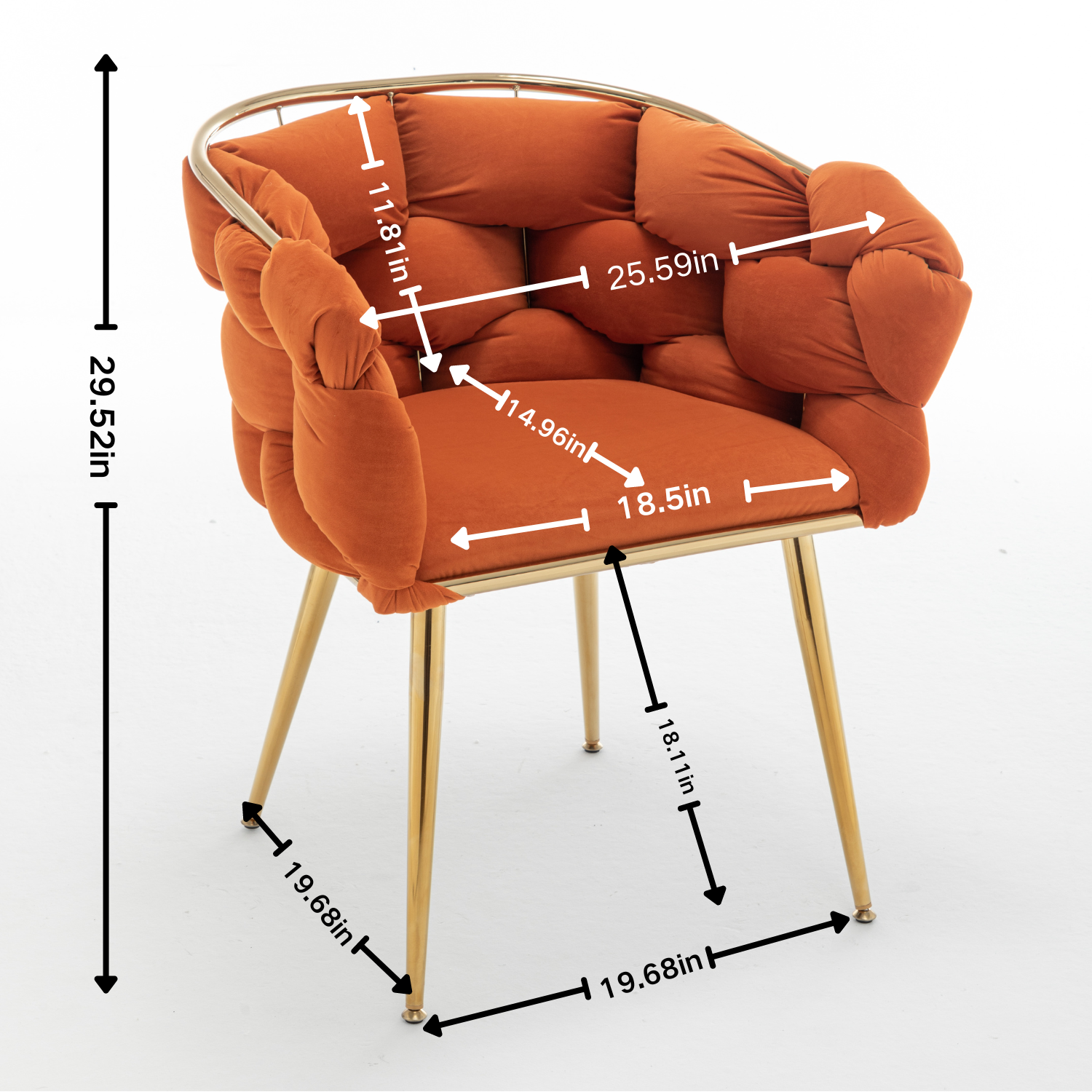 Luxury Modern Simple Leisure Velvet Single Sofa Chair Bedroom Lazy Person Household Dresser Stool Manicure Table Back Chair Orange Orange Primary Living Space Modern Cotton Velvet