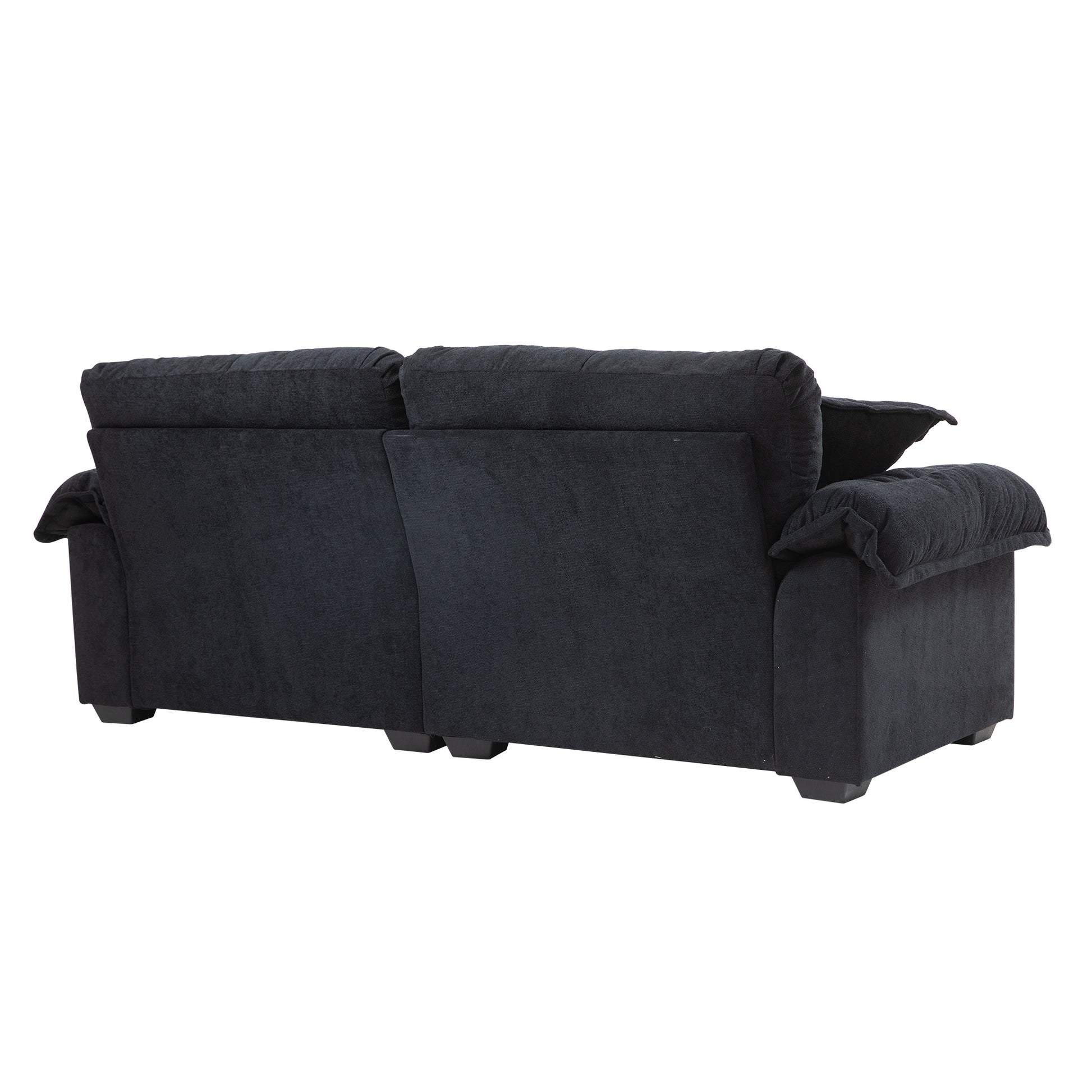 84" Chenille Recliner Sofa Small Sofa Loveseat Deep Seat Sofa Couch With 2 Throw Pillows & Memory Foam For Living Room Apartment Office Lounge Black Black Memory Foam Chenille,Upholstered 2 Seat