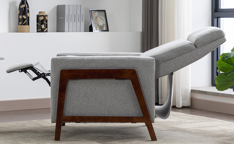 Set Of Two Wood Framed Upholstered Recliner Chair Adjustable Home Theater Seating With Thick Seat Cushion And Backrest Modern Living Room Recliners,Gray Gray Linen