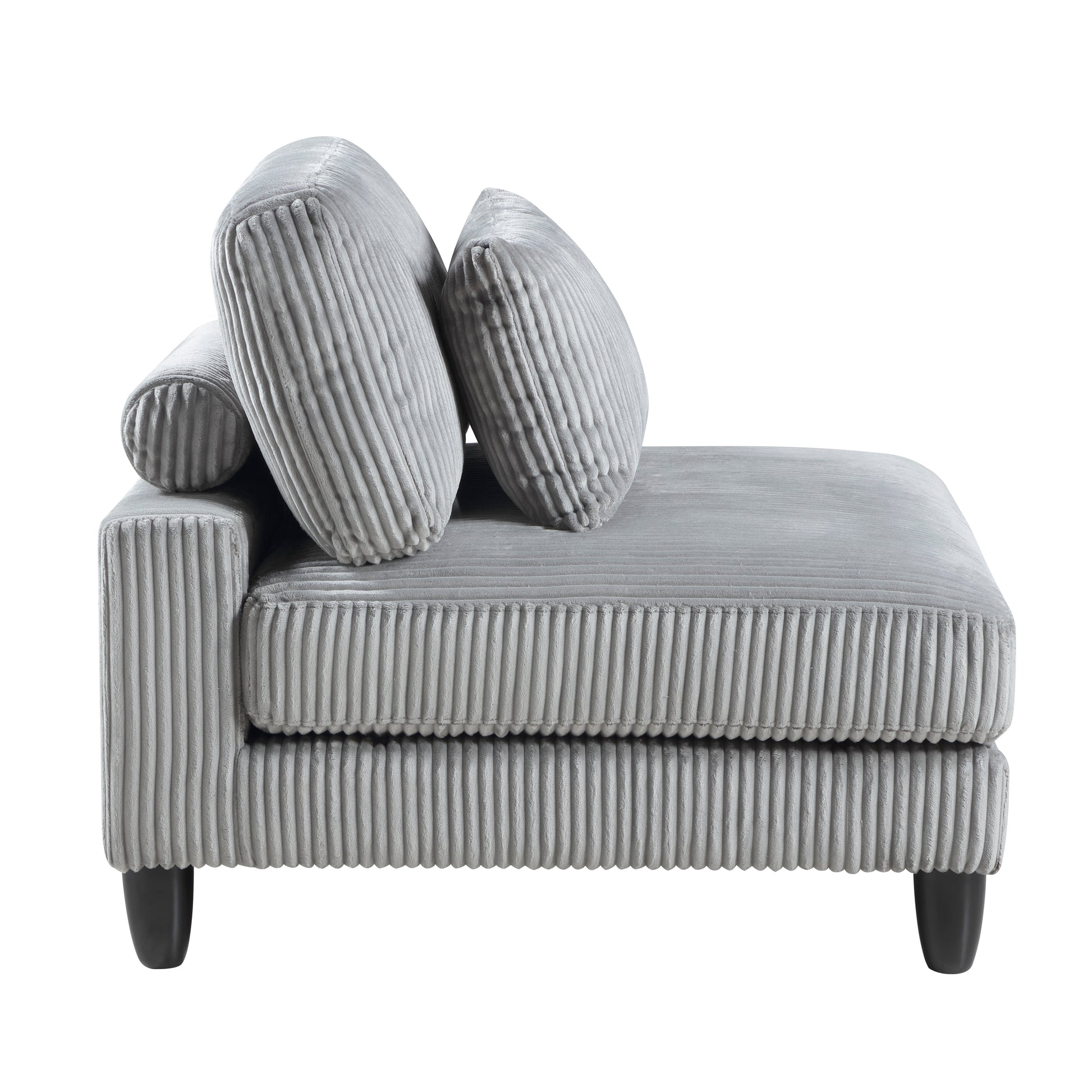5Pc Modular Sectional Set Gray Corduroy Upholstery 2X Armless Chairs 2X Corner Seats 1X Ottoman Pillows Living Room Furniture Gray Corduroy Wood Primary Living Space Contemporary,Modern Modular
