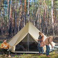 Outsunny 10 Person Yurt Tent Glamping Bell Tent With Spacious Interior,Waterproof Design, For Family Outdoor Camping, 16' X 16' X 10' Beige Polyester