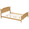 Traditional Style Rattan Queen Size Bed Frame,No Box Spring Needed,Antique Walnut Box Spring Not Required Queen Walnut Wood Bedroom Traditional,Vintage Bed Frame Wood