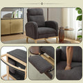Modern Accent Rocking Chair Rocking Chair With Solid Wood Legs, Upholstered Nursery Glider Rocker, Comfy Armchair With Side Pocket, Living Room Lounge Arm Chair With High Backrest Teddy Gray Polyester Blend