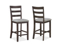 Rustic Farmhouse Transitional 5 Pc Counter Height Dining Set Square Table Wood Top Bottom Display Shelf Linen Look Fabric Upholstery Chair Wooden Dining Room Furniture Light Brown Finish Dinette Wood Wood Brown Ladder Back Gray Seats 4 Wood Dining Room