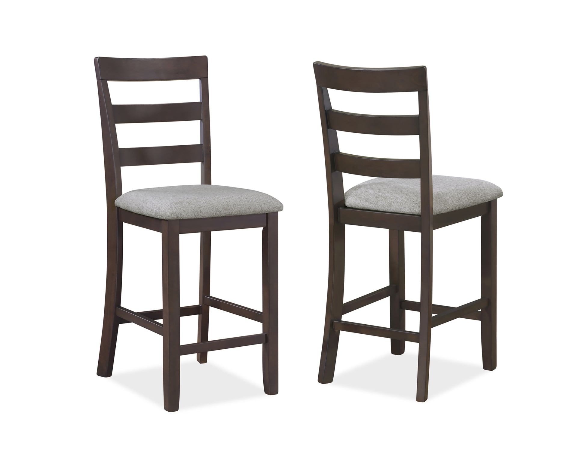 Rustic Farmhouse Transitional 5 Pc Counter Height Dining Set Square Table Wood Top Bottom Display Shelf Linen Look Fabric Upholstery Chair Wooden Dining Room Furniture Light Brown Finish Dinette Wood Wood Brown Ladder Back Gray Seats 4 Wood Dining Room