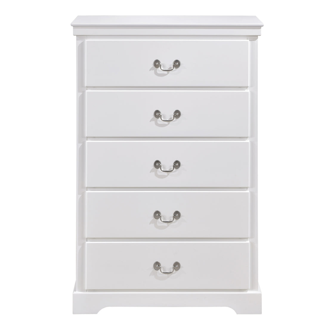 Classic Traditional 1Pc Wooden Chest Of 5 Drawers White Finish Bedroom Furniture White Wood