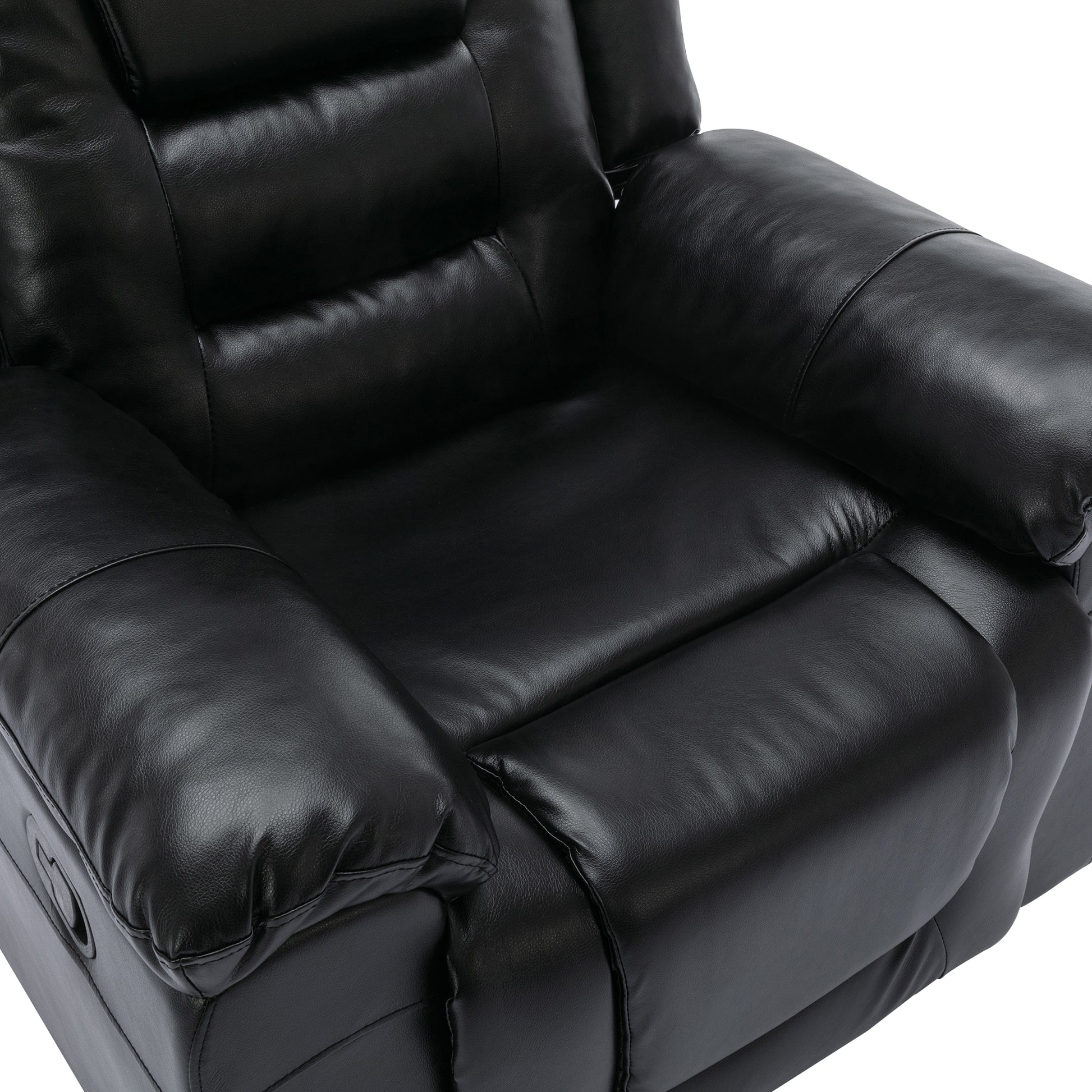 3 Seater Home Theater Recliner Manual Recliner Chair With Two Built In Cup Holders For Living Room,Bedroom, Black Old Sku:Pp302955Aab Black Foam Pu