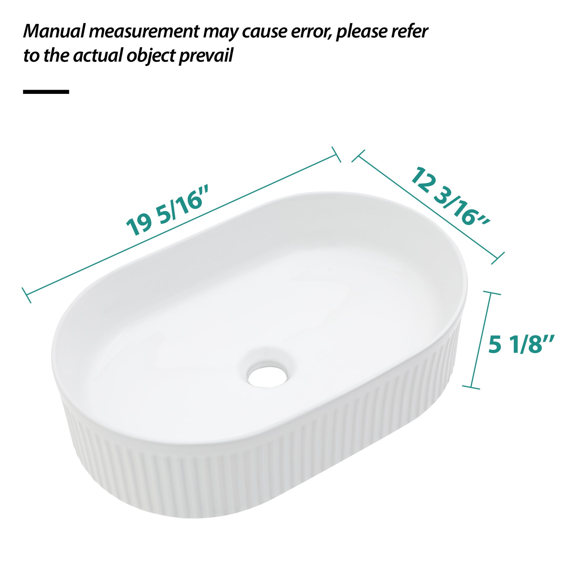 19.31X12.19 Inch White Ceramic Oval Vessel Bathroom Sink White Ceramic