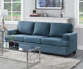 Transitional Style Sofa Blue Textured Fabric Upholstered Solid Wood Frame Living Room Furniture 1Pc Blue Polyester Wood Primary Living Space Transitional Square Arms Plywood,Solid Wood 3 Seat