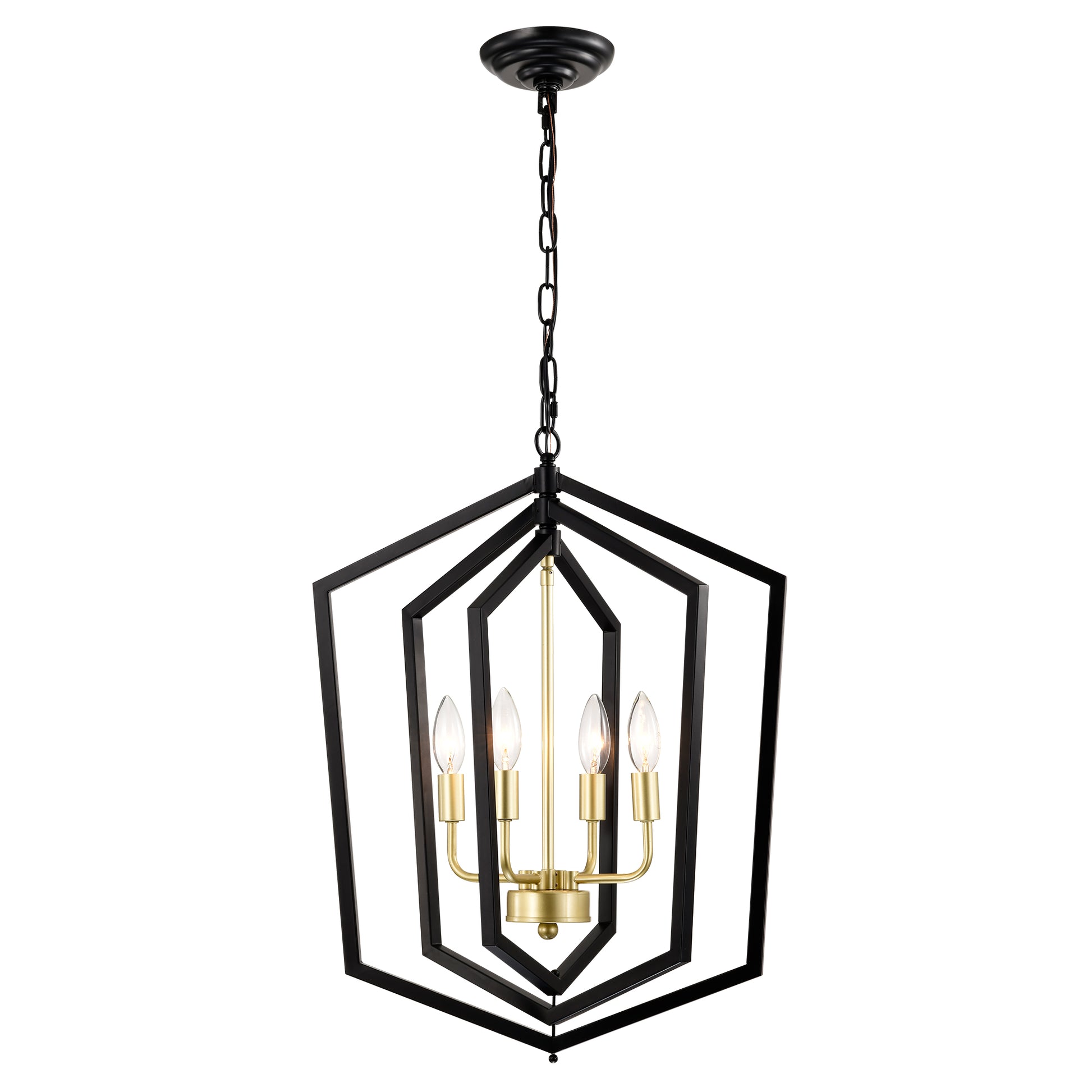 18.11" Matte Black Gold Chandelier For Dining Room, 4 Light Kitchen Chandelier Light Fixture Modern Metal Industrial Chandeliers For Farmhouse Entryway Living Room E12 Bulbs Not Included Matte Black Ceiling Lights American Design,Luxury,Modern,Vintage