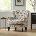 Mirod Comfy Arm Chair With Tufted Backmodern For Living Room, Bedroom And Study White Multi Fabric