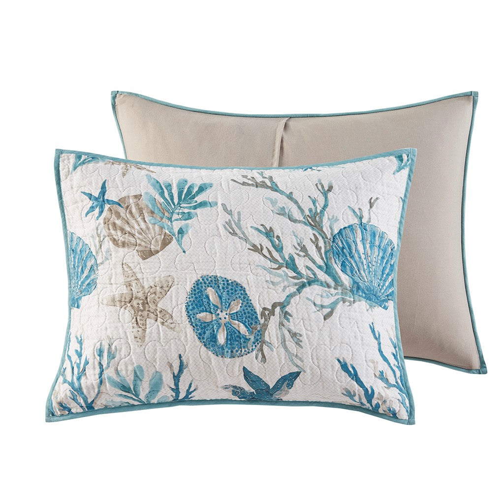 6 Piece Cotton Sateen Quilt Set With Throw Pillows Aqua Full Queen Full Aqua Cotton