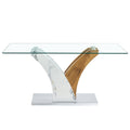 Table And Chair Set.Modern Dining Table, Tempered Glass Countertop With Artistic Mdf Legs.Paried With 4 Comfortable Chairs With Pu Seats And Metal Legs. Suitable For Various Decoration Styles. Black,Transparent Seats 4 Mdf Glass