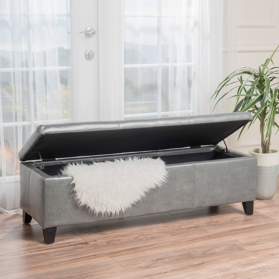 Glouster Storage Ottoman V2 Dark Grey Pu