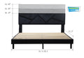 Single Bed Frame With Padded Headboard, Linen Fabric Wrapped, Wooden Slats Support, Sturdy And Stable, No Box Spring Required, Non Slip And Noiseless, Easy To Assemble.Adjustable Headboard Height Queen Black Plywood