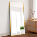 Dolonm 71X28 Inch Full Length Mirror, Modern Design Standing Floor Mirror, Full Body Mirror For Living Room, Bedroom, Bathroom, Cloakroom, Hallway, Gold Aluminum Alloy Frame Golden Mirror