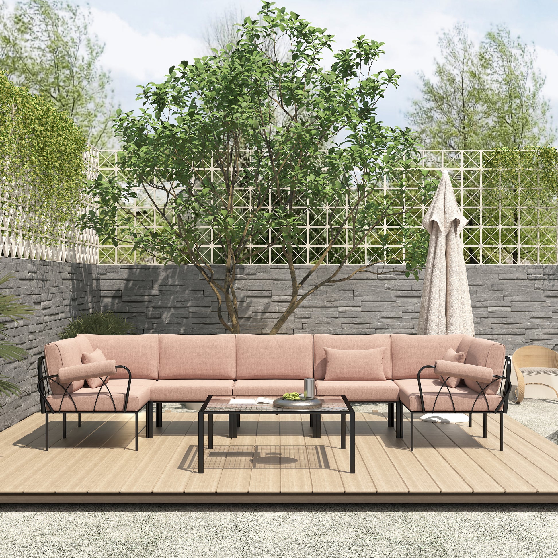 Rajni Pink Fabric Patio Pillow Pink Fabric