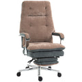 Homcom Big And Tall Office Chair 400 Lbs With Double Tier Padded, Executive Office Chair, High Back Reclining Computer Chair With Foot Rest, Swivel Wheels, Coffee Coffee Polyester