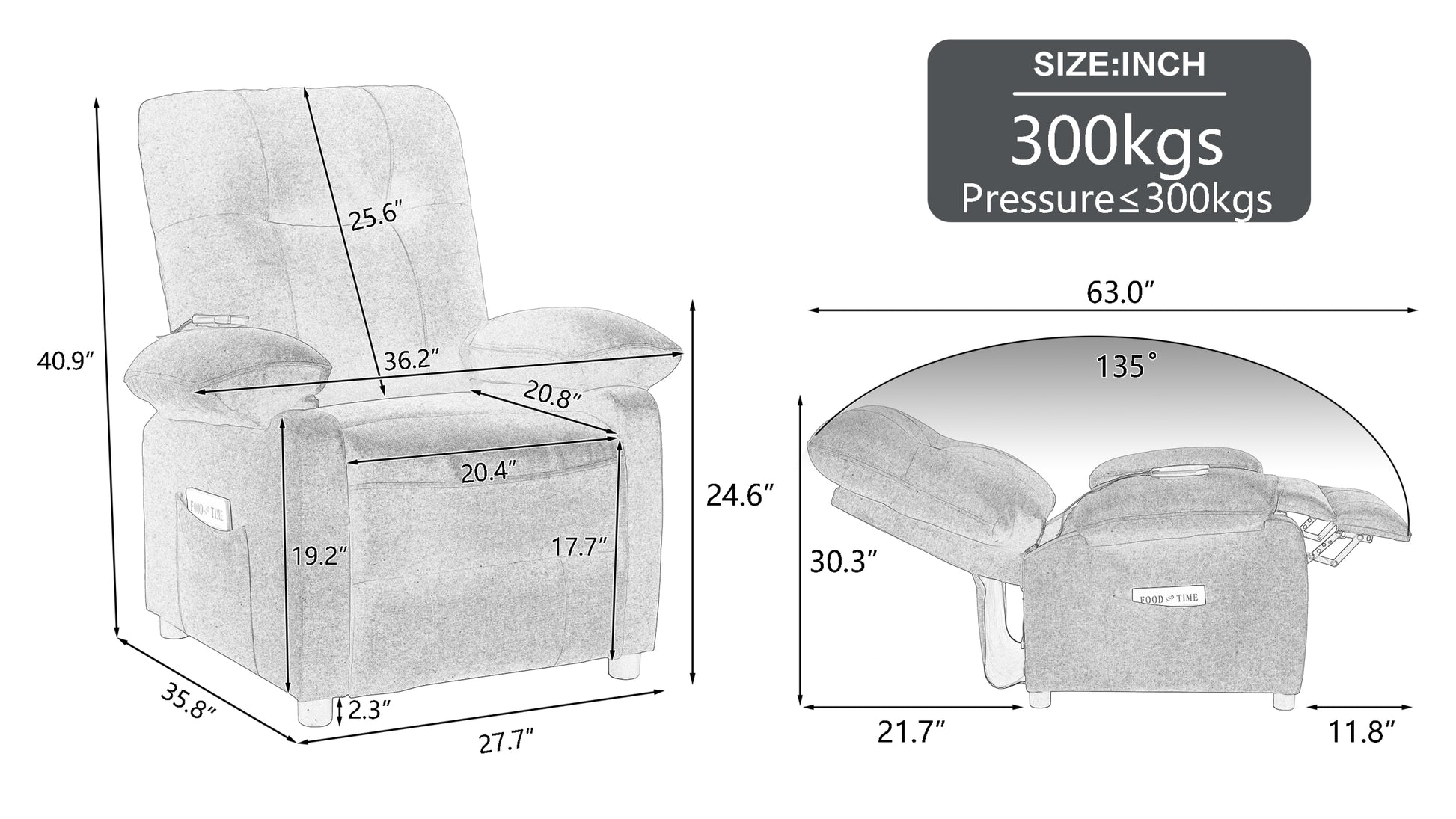 Recliner Chair With Message And Heater, Recliner Chair For Adult, Manual Control Message Chair Brown Steel