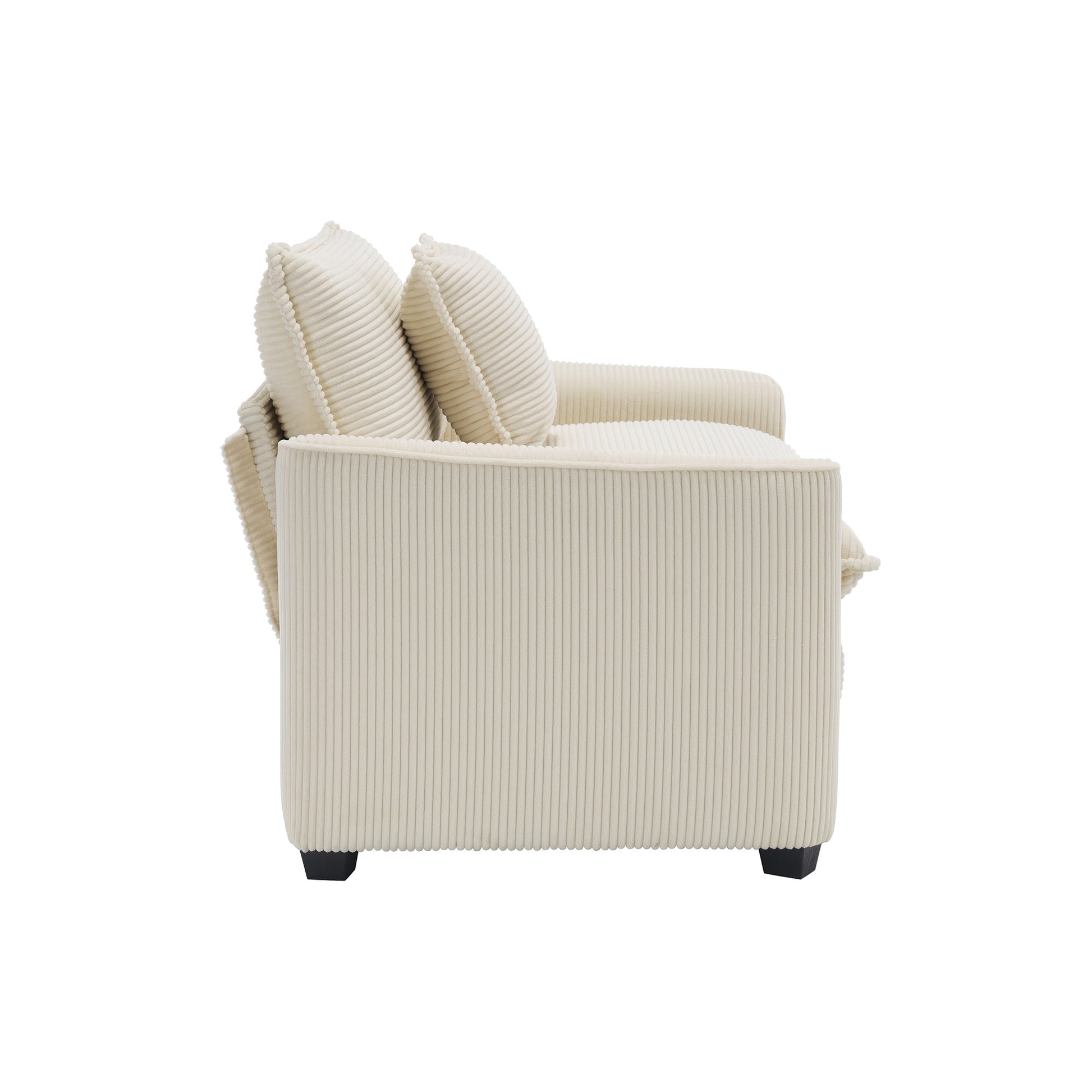 Luxurious And Sophisticated Deep Seated Sofa Set With Two Single Sofas In Light Beige Corduroy Fabric, Set Of 2 Accent Chair For Living Room Beige Corduroy 2 Seat