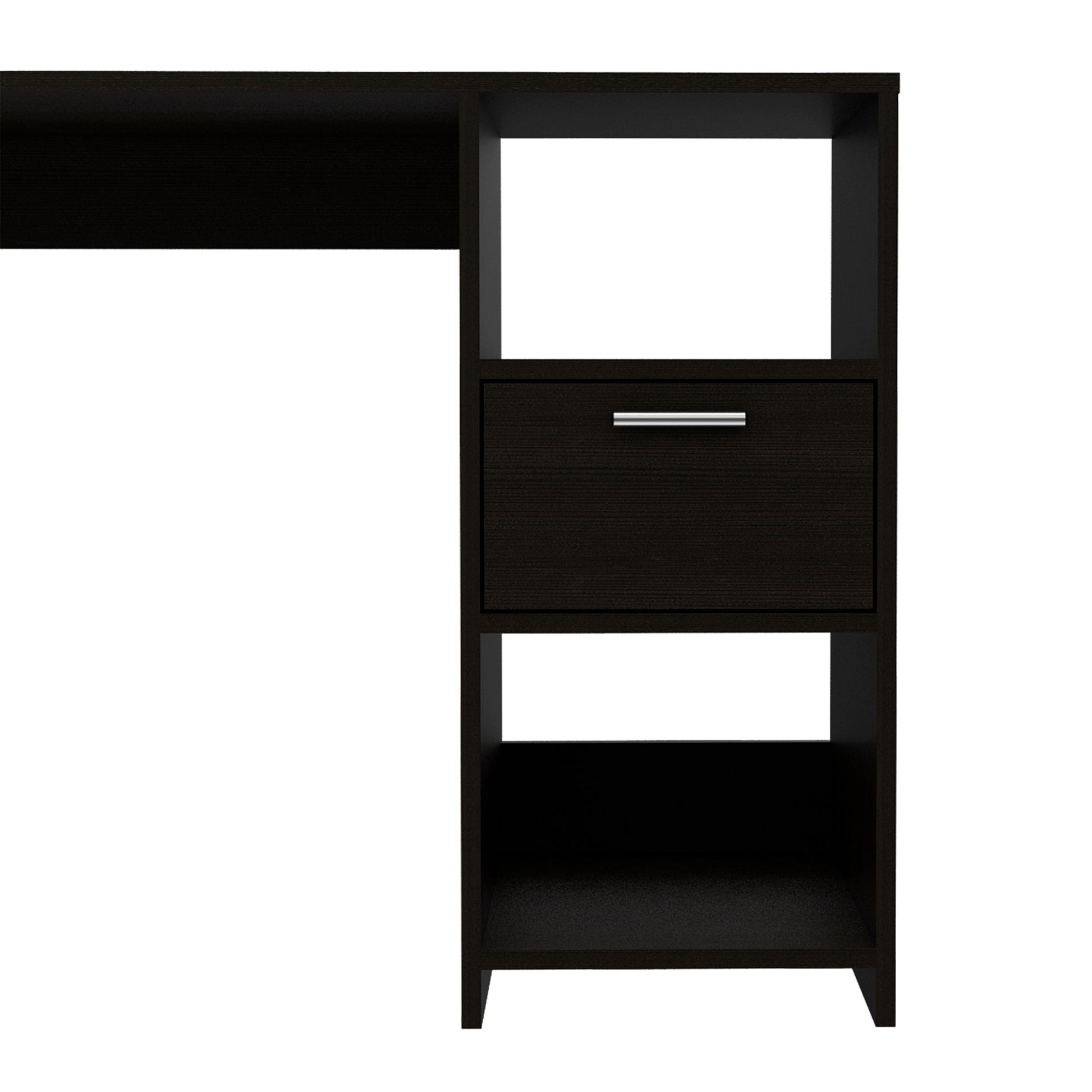 Arlington Computer Desk With 2 Open Storage Shelves And Drawer With Handle Black Computer Desk Office Contemporary Rectangular Drawers Computer Tables Rectangular Melamine Engineered Wood