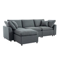 Down Filled Upholstery Convertible Sectional Sofa, L Shaped Couch With Reversible Chaise Dark Gray Polyester 4 Seat