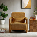 Mirod Sleek Right Angle Armrests, Ergonomic Lumbar Support, Square Wooden Block Legs, Inclined Seat For Comfort, Artistic Statement Piece For Living Room,Bedroom And Study Yellow Chenille