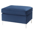 Blue Rectangle Ottoman Blue Primary Living Space Solid Blue Pine Rectangle Fabric Metal