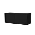 Black Floating Cabinet With Sliding Door Wall Mounted 1 2 Shelves Black Primary Living Space Sliding Doors Modern Particle Board