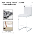 Table And Chair Set. A Rectangular Glass Dining Table With A 0.4 Inch Tempered Glass Tabletop And Mdf Board V Shaped Bracket, Paired With 2 Chairs Consisting Of Pu Seat Cushions And Silver Metal Legs. White Black Seats 2 Tempered Glass
