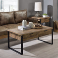 Weathered Oak And Black End Table With 1 Drawer Black Brown Primary Living Space Industrial Drawers Rectangular Wood Metal Sled