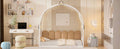 Twin Size Extended Bed With Arched Roof And Trundle, White Twin White Plywood