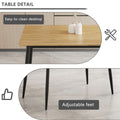 Modern Minimalist Wood Grain Tabletop Dining Table, Stylish Dining Table, Kitchen Dining Table, Sturdy And Durable, Easy To Assemble, Black Metal Leg Design, Suitable For 4 6 People, Suitable For