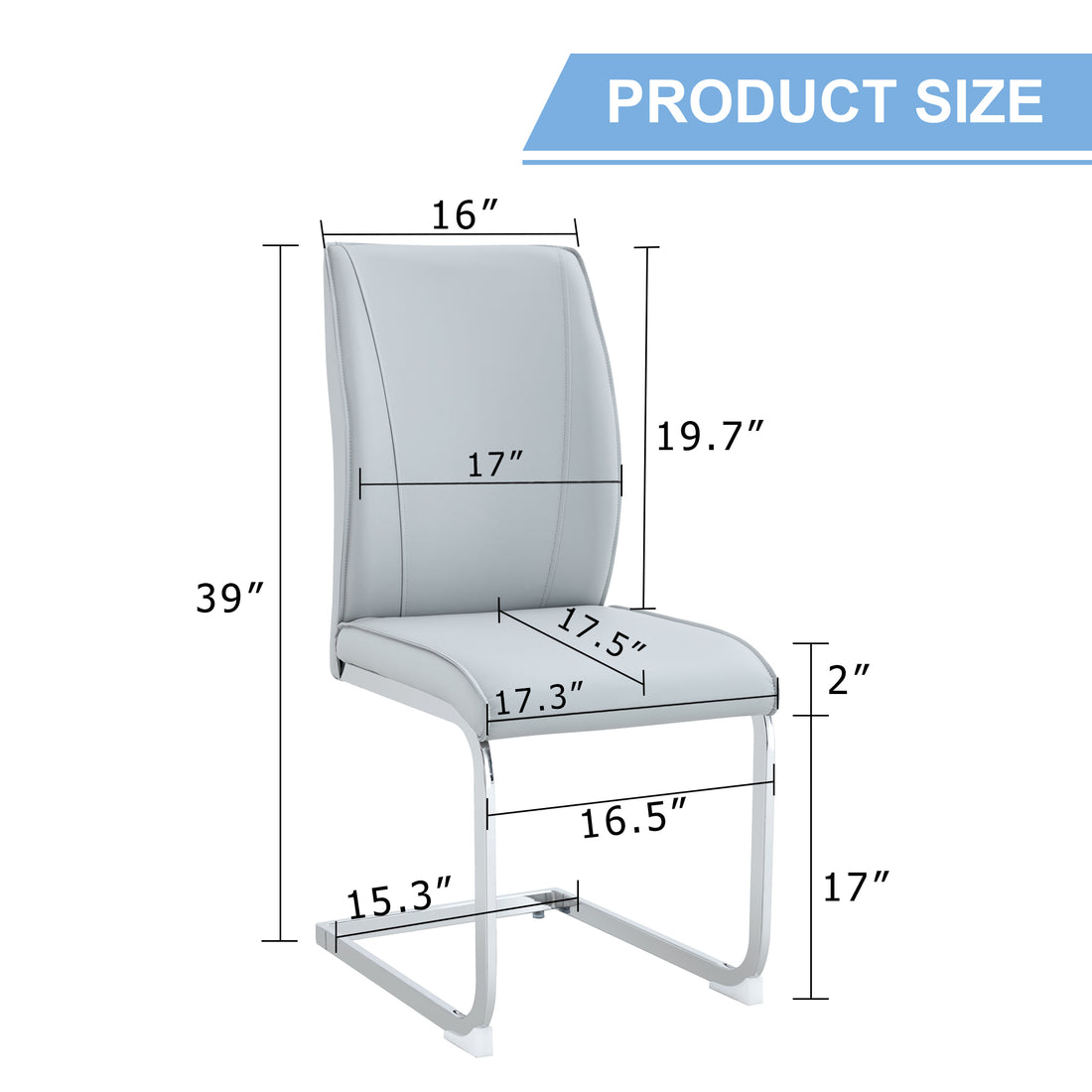 Luxury Simple Arch Chair Set Of 6 Light Gray Pu Material High Resilience Dining Chair With Arched Metal Silver Leg. Light Gray,Silver Metal,Pu