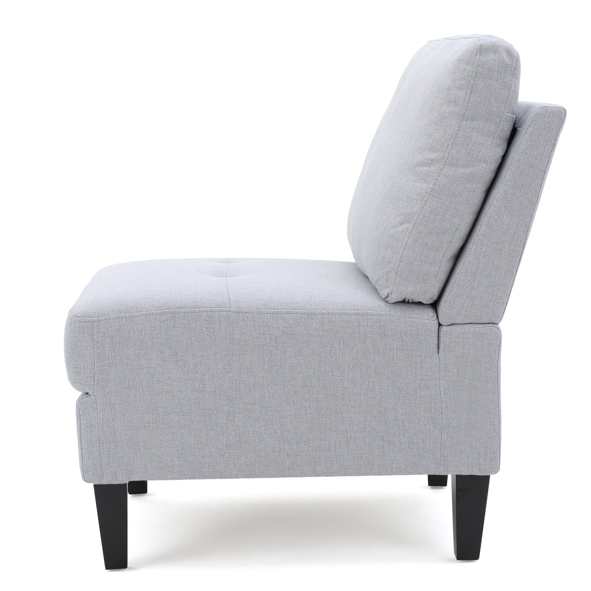 Armless Sofa Light Grey Fabric 1 Seat